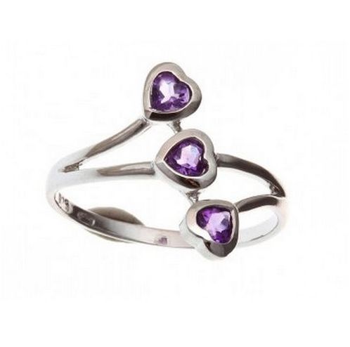 Bague argent 3 coeurs en améthyste T56 bijouterie pinto jussey