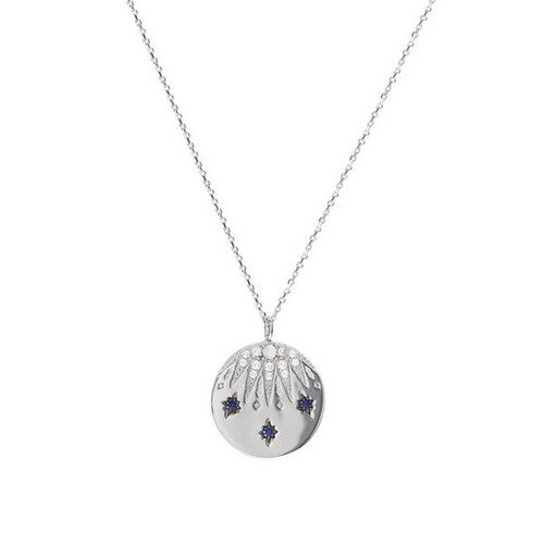17844-PE Collier argent empierré bleu et opale haute de gamme