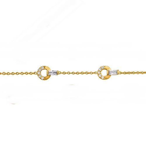 42184873 Joli Bracelet plaqué or rond oxydes, 5 motifs sur la longueur du bracelet bijouterie pinto jussey