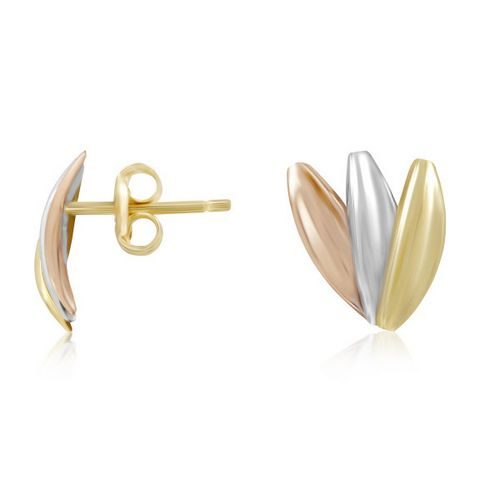 Boucles d'oreille Or 9K feuille 3 or vbijouterie PINTO Ophélie Jussey Haute-Saône