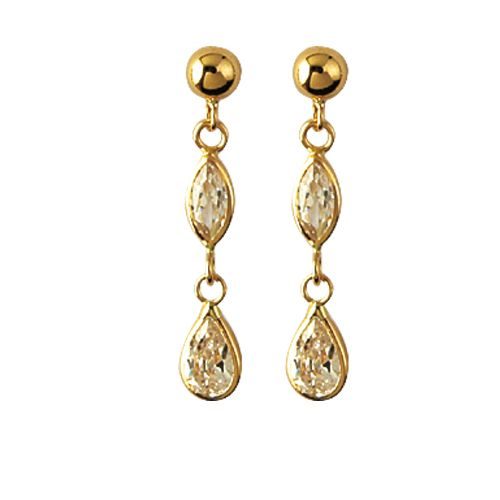 d779eo Boucles d'oreille Or 9K oxydes gouttes
