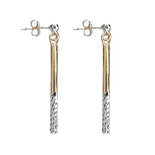 Boucles d'oreille Or 9K bâton Bicolor bijouterie PINTO Ophélie Jussey Haute-Saône