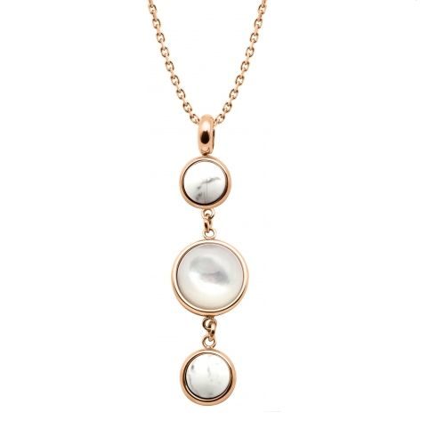 bijouterie pinto jussey vIG 464 Collier acier rosé nacre blanche et howlite