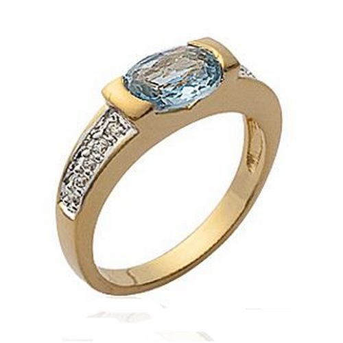 bijouterie pinto jussey 2022861 Bague plaqué or bleu empierrée T64