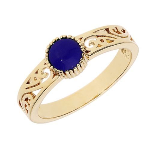bijouterie pinto jussey 962171B Bague plaqué or filigrane pierre bleu