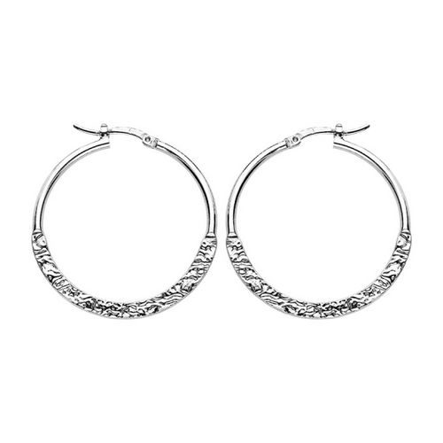 bijouterie pinto jussey 012540 Boucles d'oreille argent créoles lisses et froissées