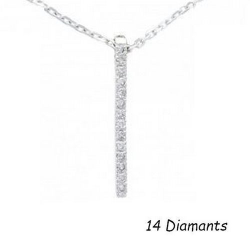 bijouterie pinto jussey Collier Or 18k Gris barrette 14 diamants