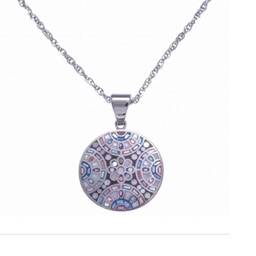 bijouterie pinto jussey haute saone IM 440 Collier en acier nacre et émail Rosace