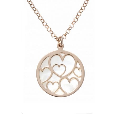 bijouterie pinto jussey NA 479 Collier argent rosé nacre cœurs