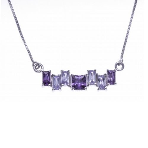 bijouterie pinto jussey ZG 455 Collier argent oxydes rectangles violet