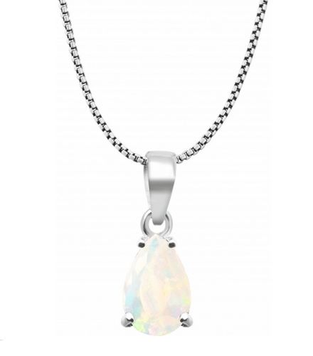 bijouterie pinto jussey vi 443 Collier argent poire opale noble d' Ethiopie