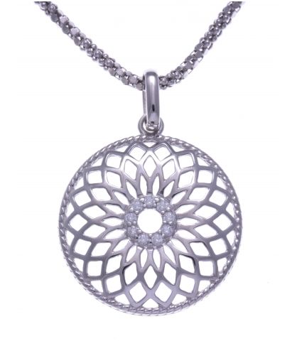 bijouterie pinto jussey zb 476 Collier argent rosace centre empierré