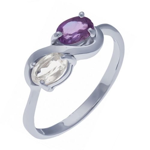 bague argent infini améthyste et topaze blanche T56