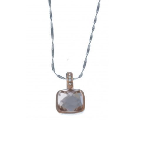 bijouterie pinto jussey id 413 Collier acier verre rosé strass