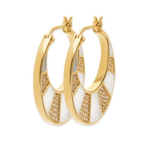 bijouterie pinto jussey 2632204 Boucles d'oreille plaqué or créole nacre