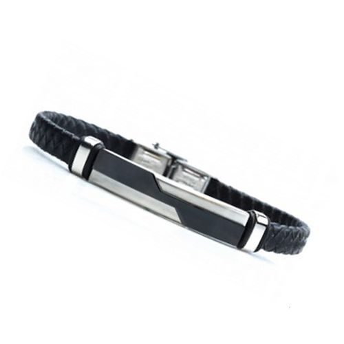 bijouterie pinto jussey id 336 Bracelet Homme acier et cuir tressé