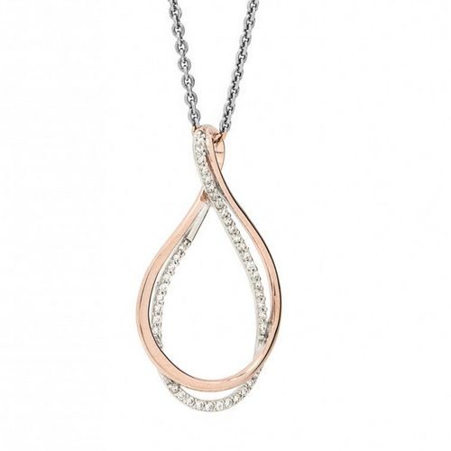 bijouterie pinto jussey 17068-pe Collier argent double boucle rosé empierrée haute de gamme