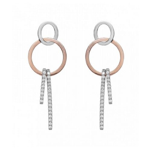 bijouterie pinto jussey 18451-A Boucles d'oreille argent rond barrette rosé empierrée haute de gamme