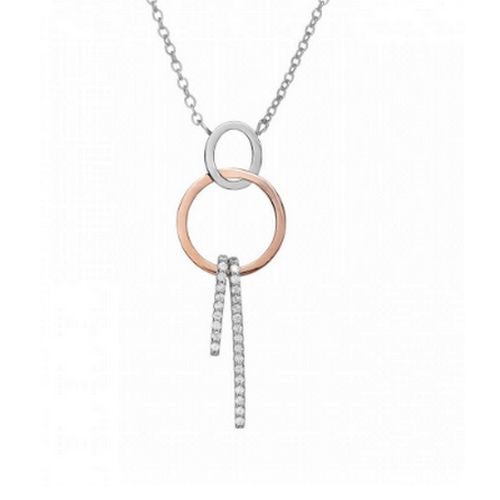 bijouterie pinto jussey 18451-PE Collier argent rond barrette rosé empierrée haute de gamme