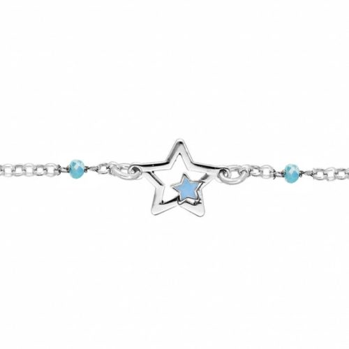 Abra69 Bracelet enfant plaqué or étoile bleu