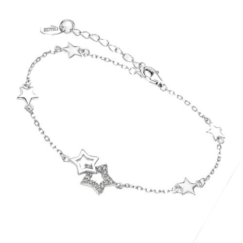 lp3177-2/1 Bracelet argent Lotus étoiles double empierrées