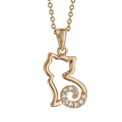 Bijouterie PINTO Jussey Haute-Saône 937936 Collier plaqué or chat empierré