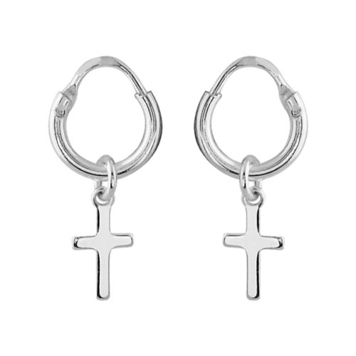 Bijouterie PINTO Jussey 015591 Boucles d'oreille argent mini créole croix