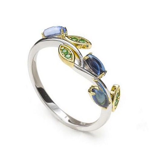 18428-R Bague argent LineA floral bleu