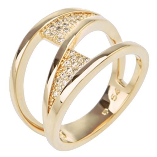 7031065 Bague plaqué or triangles empierrée T54