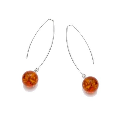 bijouterie pinto jussey GDK00296R Boucles d'oreille argent crochet boule ambre
