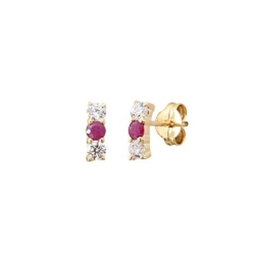bijouterie pinto jussey XBR75RZ Boucles d'oreille Or 9K Rubis et Oxydes