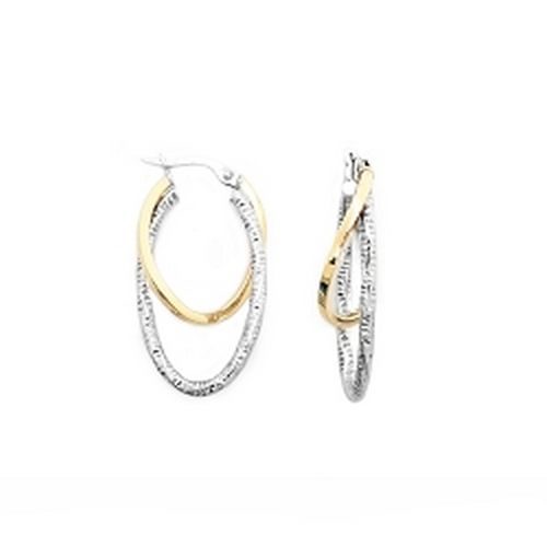 bijouterie pinto jussey xcre99 Boucles d'oreille Or 9K créoles double torsadée bicolore