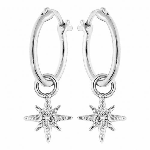 012768 Boucles d'oreille argent créole étoile empierrée