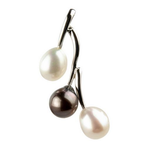 PAT017 Collier argent Perle de culture et Tahiti 3 branches