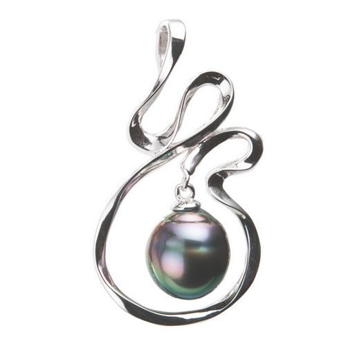 PAT123 Collier argent Perle de Tahiti cage filigrane