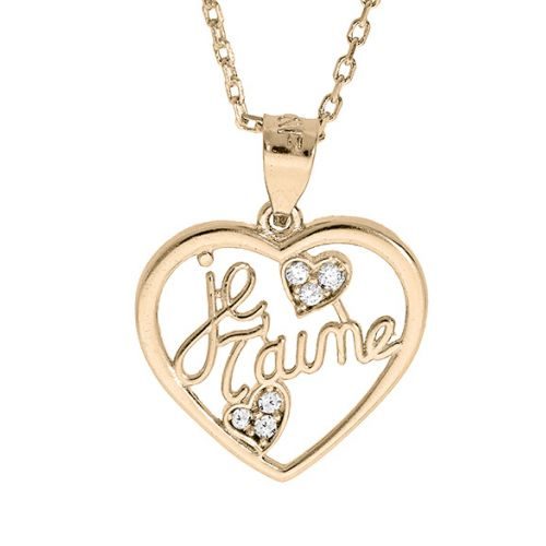 bijouterie pinto jussey 932111 Collier plaqué or cœur je t'aime