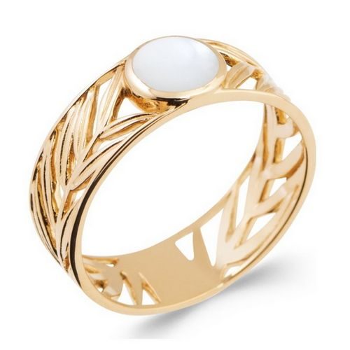 bijouterie pinto jussey 2285904 Bague plaqué or feuillage nacre T54