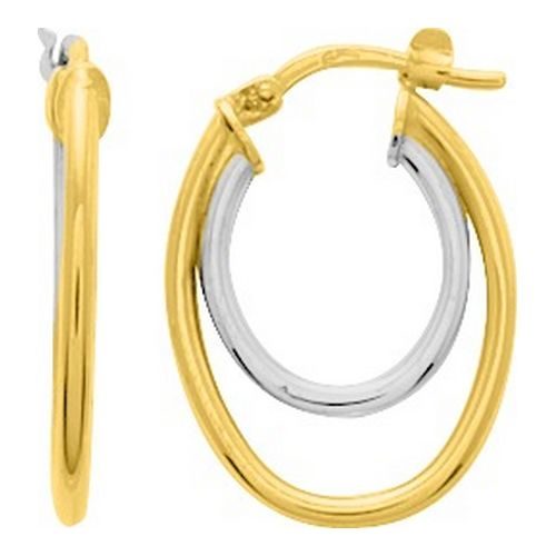 135154 Boucles d'oreille plaqué or créole double bicolor