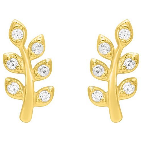 135713 Boucles d'oreille plaqué or feuilles