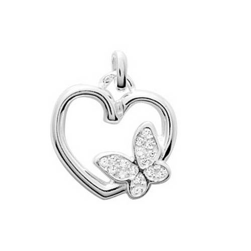 bijouterie pinto jussey 306293 Pendentif argent cœur papillon