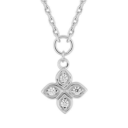 332474.1 Collier argent fleur 4 pétales oxydes