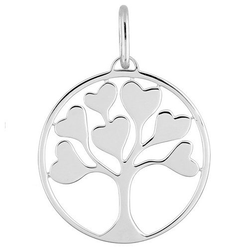 336310 Pendentif argent arbre de vie cœur plein