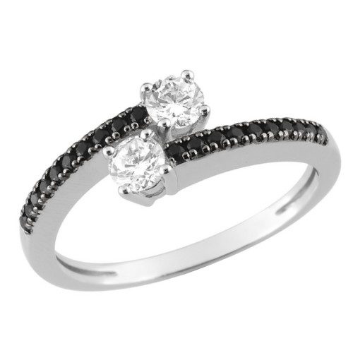337730.1 Bague argent Toi & Moi noir