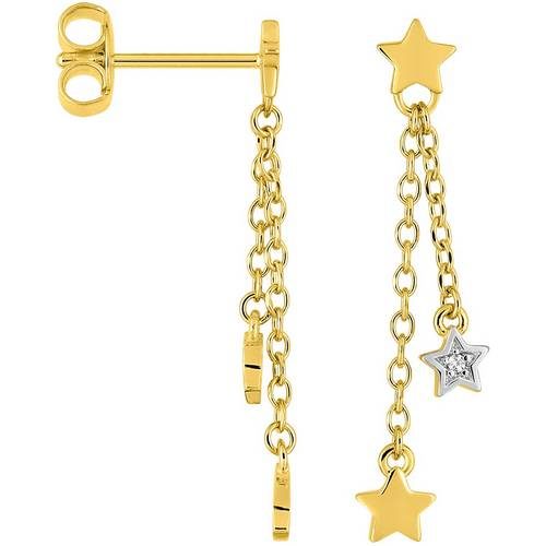 Boucles d'oreille plaqué or 2 pendants étoiles
