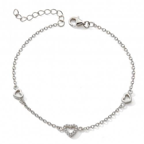 bijouterie pinto jussey C2641 Bracelet argent 3 cœurs empierré