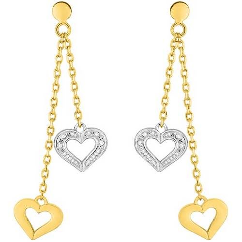 bawb02 Boucles d'oreille plaqué or cœur bicolor