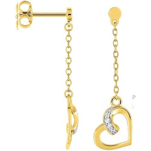 bswm40z Boucles d'oreille plaqué or pendant coeur