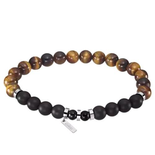 bijouterie pinto jussey ls2190-2/3 Bracelet acier homme Lotus Perles marron