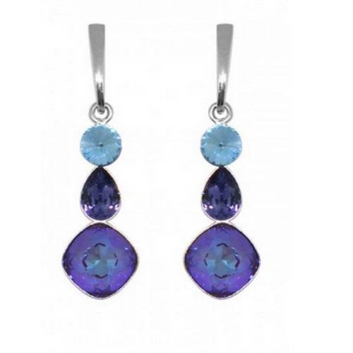 Boucles d'oreille argent et cristal violet bleu