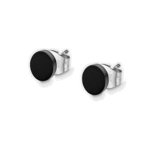 LS2165-4/1 Boucles d'oreille acier homme Lotus puce noir